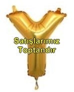 Y harfi altın gold folyo balon süper kalite 14 inc 38 cm