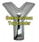 Y harfi gümüş gri folyo harf balon 40 inch 100 cm