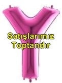 Y harfi Pembe Fuşya folyo harf balon 40 inch 100 cm