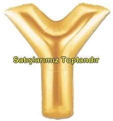 Y harfi Sarı Altın Gold folyo harf balon 40 inch 100 cm