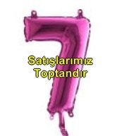 Yedi rakam Numara Fuşya ruby folyo İthal kaliteli 14 inc 38 cm folyo balon