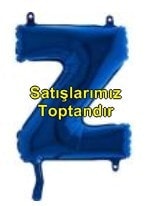 Z harfi Mavi Folyo balon süper kalite 14 inc 38 cm